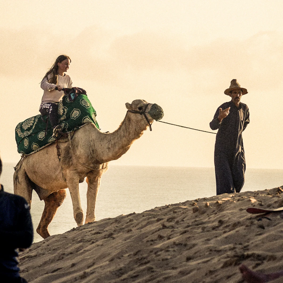 Camel ride on the beach in Morocco
