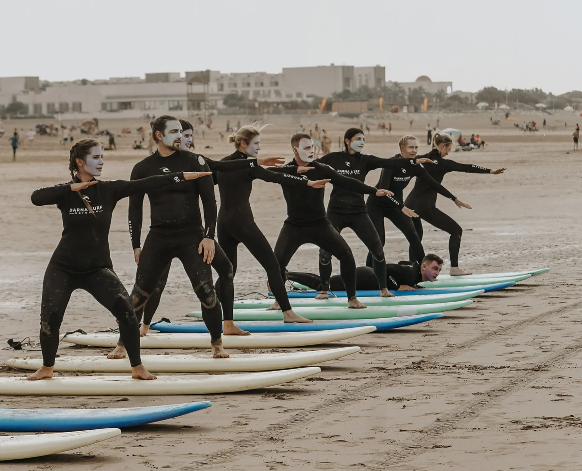 Surf lesson on the Atlantic coast near Agadir